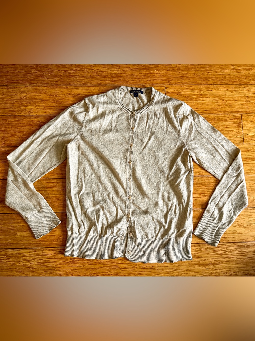 Brooks Brothers Button-Front Cotton-Blend Textured Crewneck Cardigan